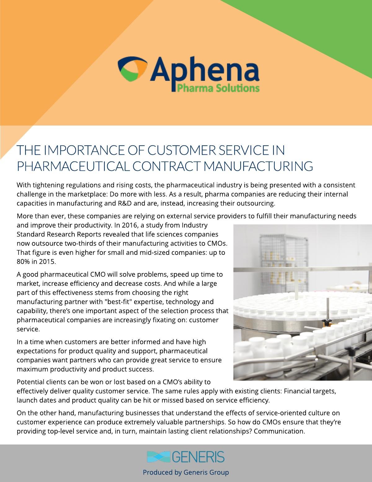 The Importance of Customer Service in Pharmaceutical Contract Manufacturing