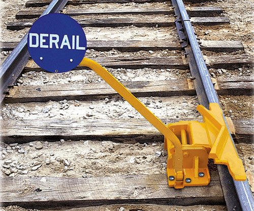 2-Way Hinged Railroad Derail (for Freight Cars) with manual sign holder