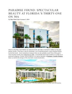 PARADISE FOUND: SPECTACULAR BEAUTY AT FLORIDA’S THIRTY-ONE ON 30A
