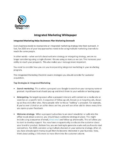 Whitepaper on Integrated Marketing