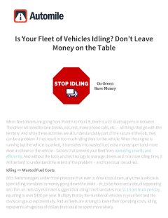 Is Your Fleet of Vehicles Idling? Don’t Leave Money on the Table