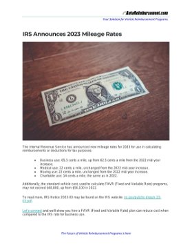IRS Announces 2023 Mileage Rates