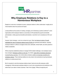 Why Employee Relations is Key to a Harmonious Workplace