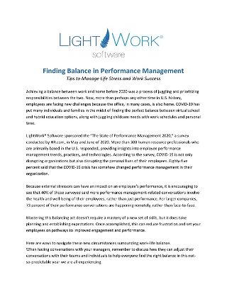 Finding Balance in Performance Management Tips to Manage Life Stress and Work Success