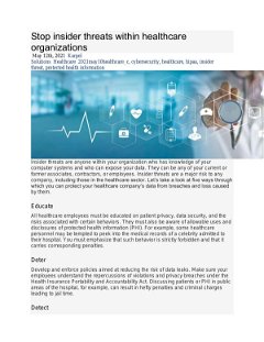 Stop insider threats within healthcare organizations