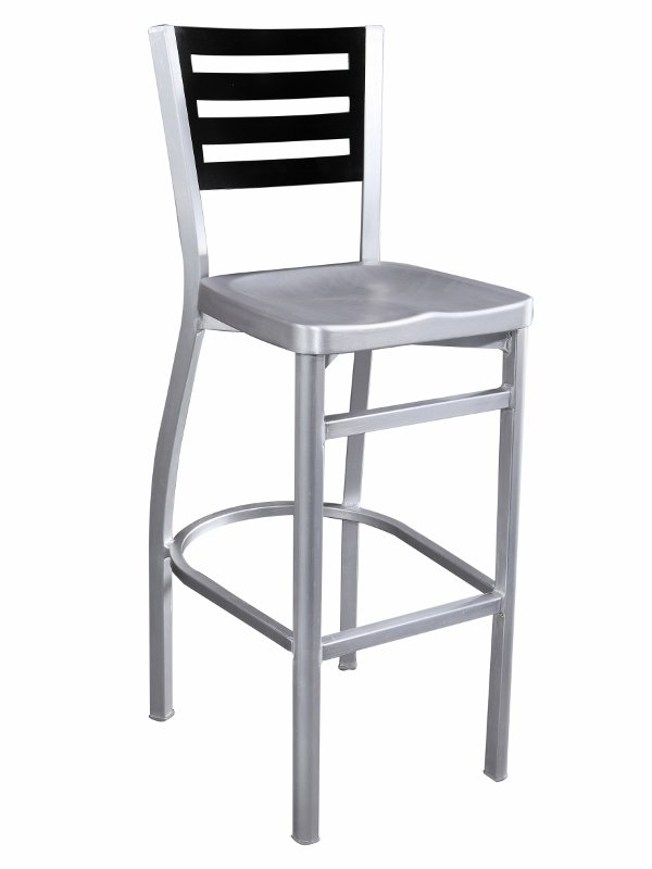 Shipyard Collection: Brushed Outdoor Aluminum Ladder Back Restaurant Bar Stool