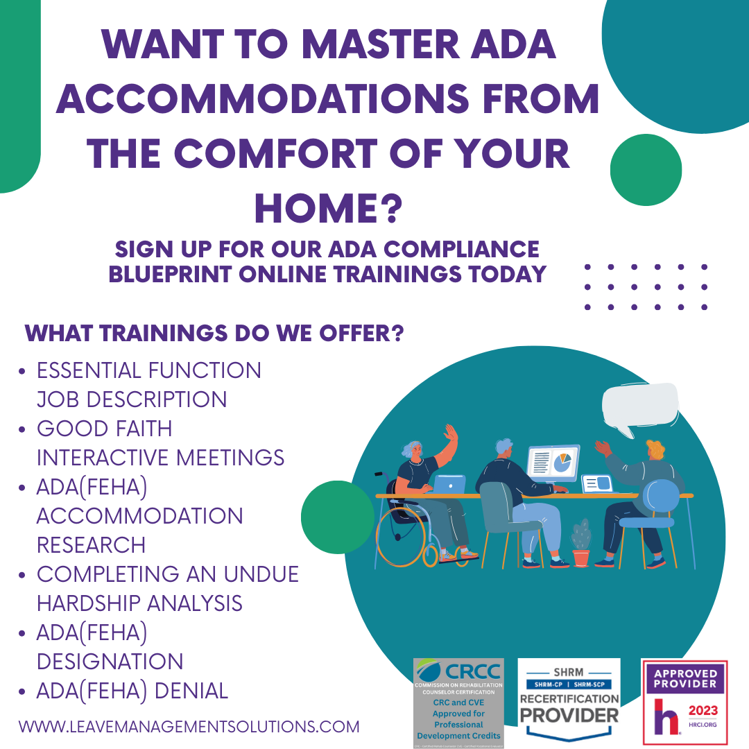CA ADA/FEHA Accommodation Compliance Blueprint Training Program