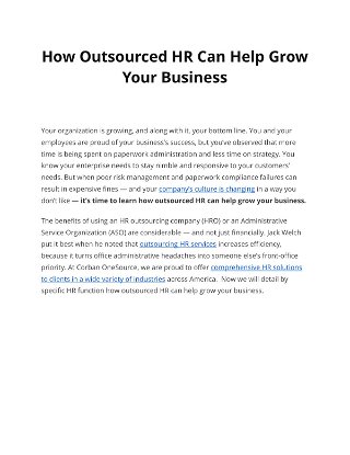 How Outsourced HR Can Help Grow  Your Business