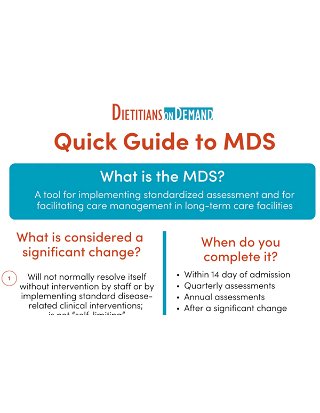 Quick Guide to MDS for Dietitians