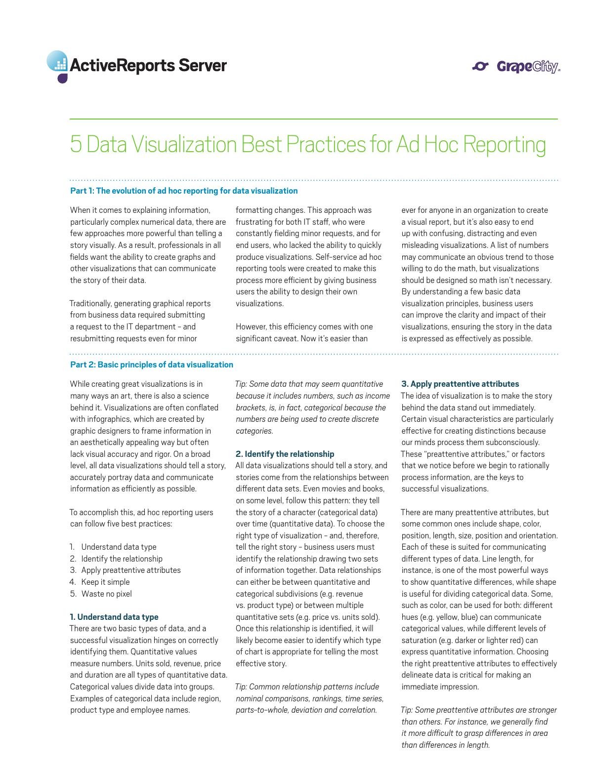 5 Data Visualization Best Practices for Ad Hoc Reporting