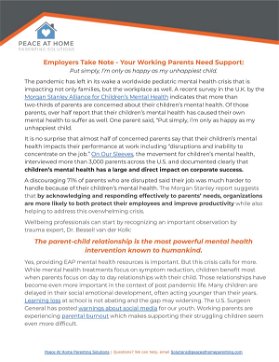 Children's Mental Health Impacts Employee Well-being