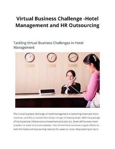 Virtual Business Challenge -Hotel Management and HR Outsourcing