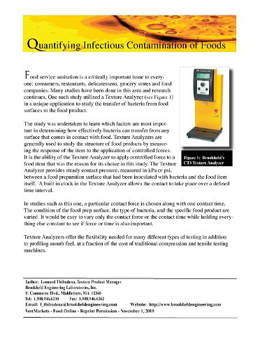 Quantifying Infectious Contamination of Foods