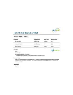 Technical Data Sheet - Nuera LDPE 410640