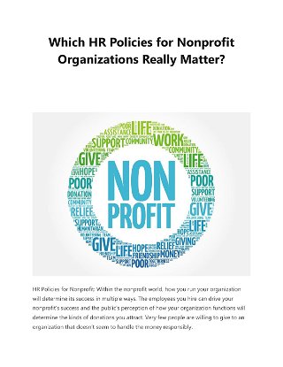 Which HR Policies for Nonprofit Organizations Really Matter?