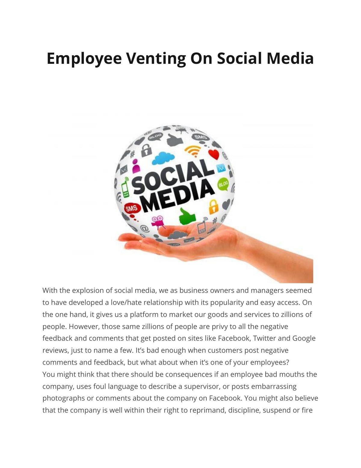Employee Venting On Social Media