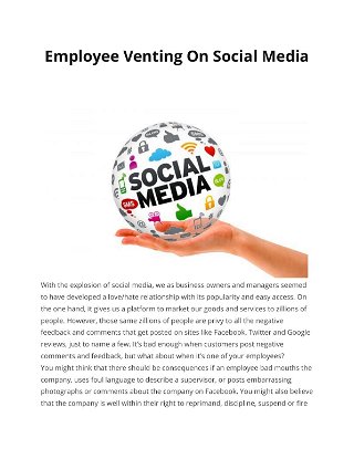Employee Venting On Social Media