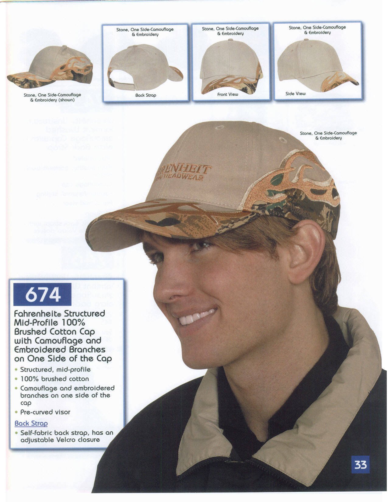 Structured Mid Pro File Brushed Cotton Cap with Camouflage and embroidered branches