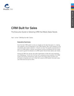CRM Built for Sales: The Executive Guide to Selecting CRM that Meets Sales Needs
