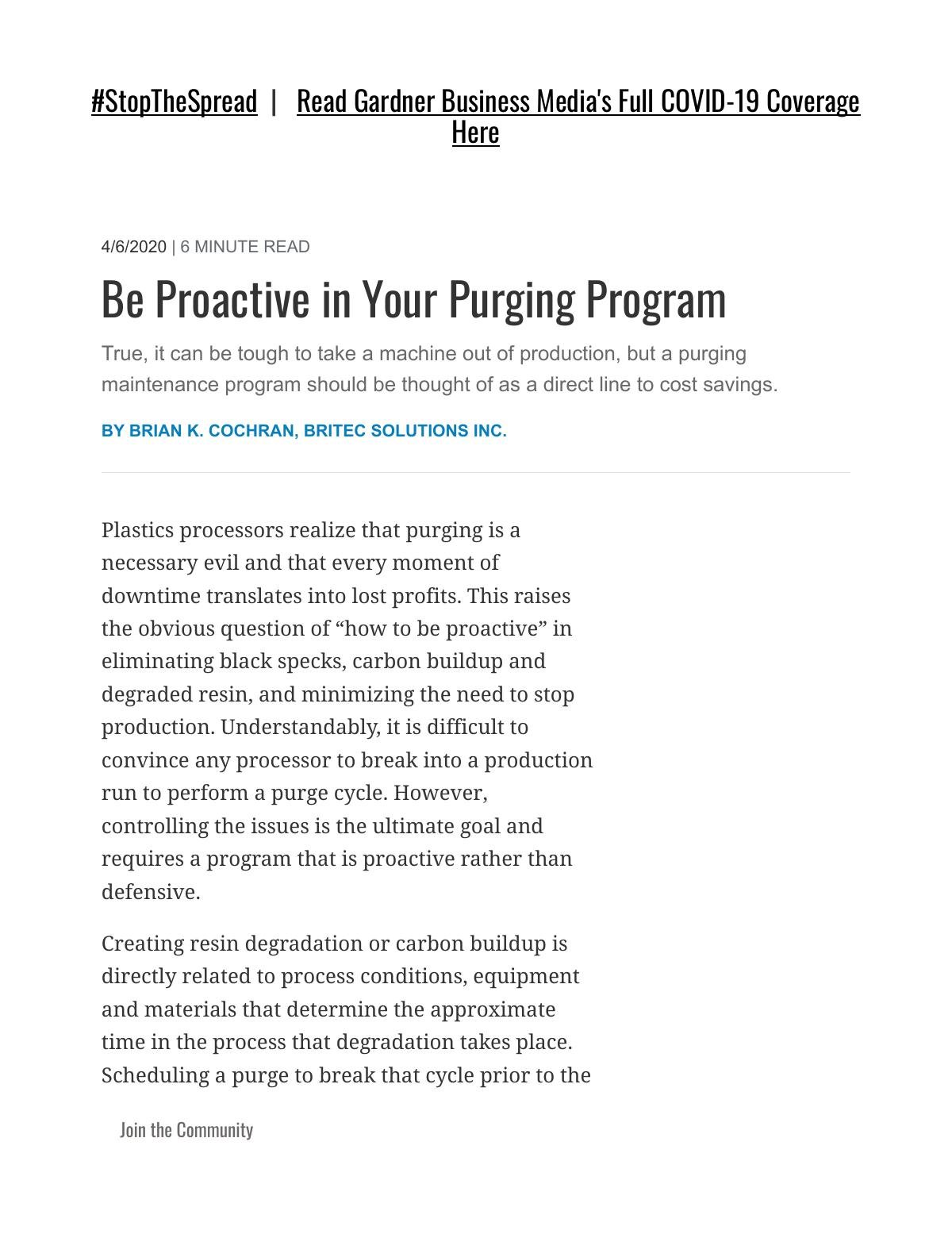 Be Proactive in Your Purging Program