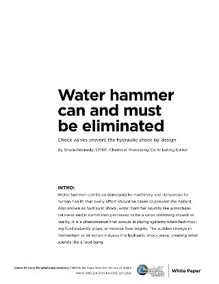 Water hammer can and must be eliminated