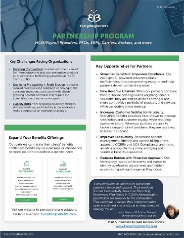 Partnership for HCM/Payroll Providers, PEOs, ERPs, Carriers, Brokers, and others
