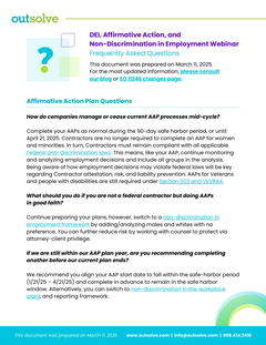 Frequently Asked Questions:  EO 14173 DEI, Affirmative Action, and Non-Discrimination in Employment