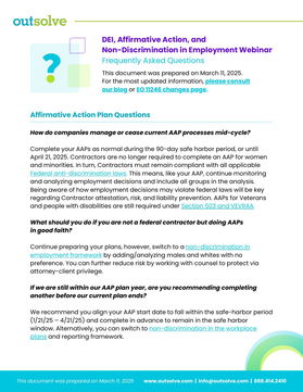 Frequently Asked Questions:  EO 14173 DEI, Affirmative Action, and Non-Discrimination in Employment