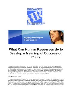 What Can Human Resources do to Develop a Meaningful Succession Plan?