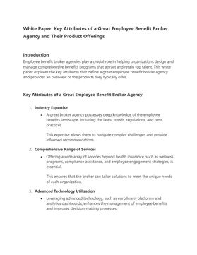 Key Attributes of a Great Employee Benefit Broker Agency and Their Product Offerings