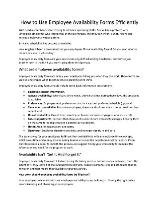 How to Use Employee Availability Forms Efficiently