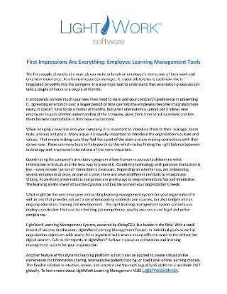 First Impressions Are Everything: Employee Learning Management Tools