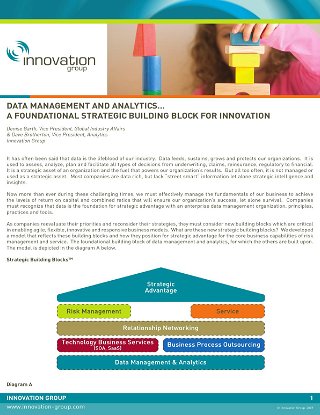 Data Management and Analytics…Foundational Strategic Building Block for Innovation
