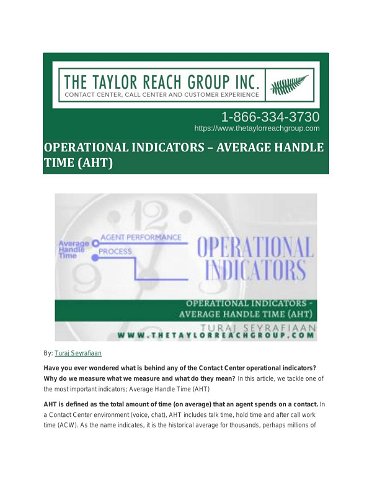 OPERATIONAL INDICATORS – AVERAGE HANDLE TIME (AHT)