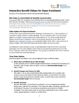 Interactive Videos for Open Enrollment