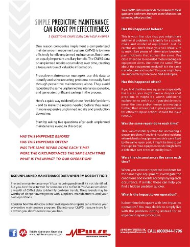 Simple Predictive Maintenance Can Boost PM Effectiveness