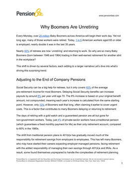 Why Boomers Are Unretiring?