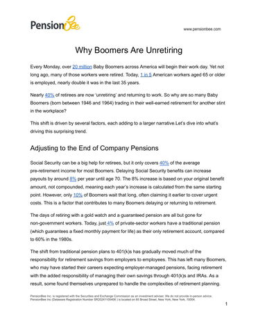 Why Boomers Are Unretiring?