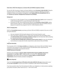 OFCCP Lifts Abeyance on Section 503 and VEVRAA Compliance Activity 