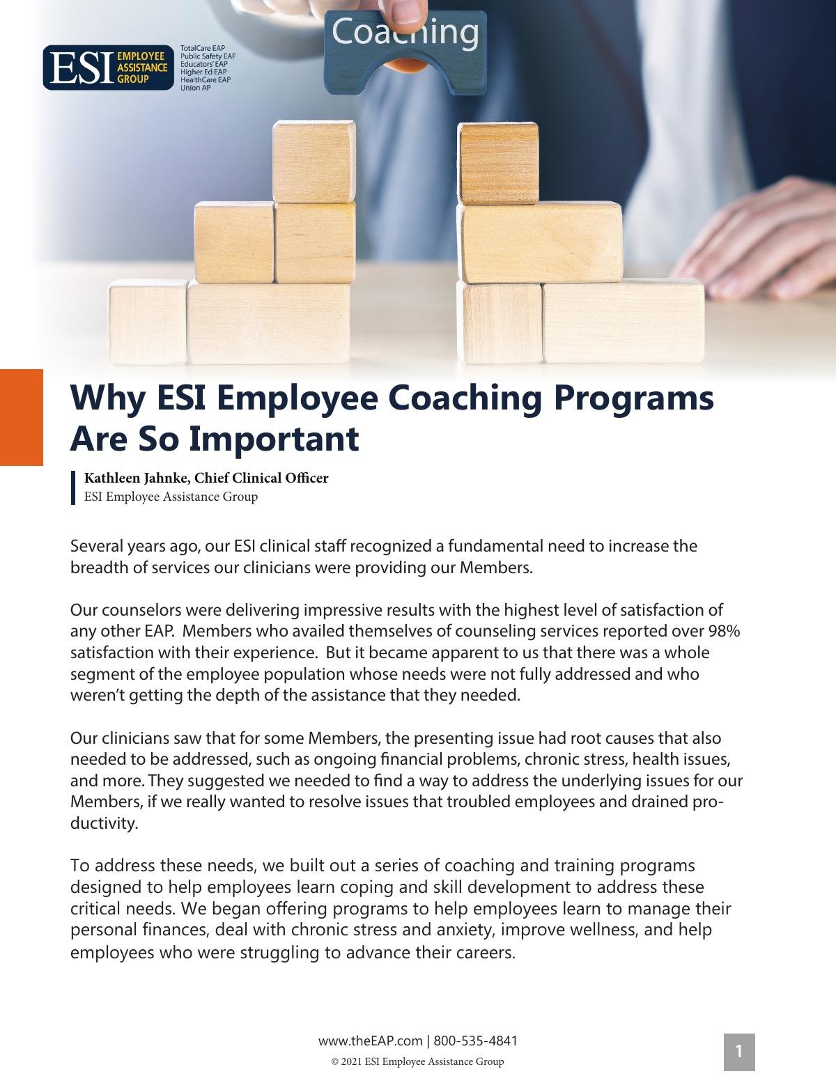 Why ESI Employee Coaching Programs Are So Important