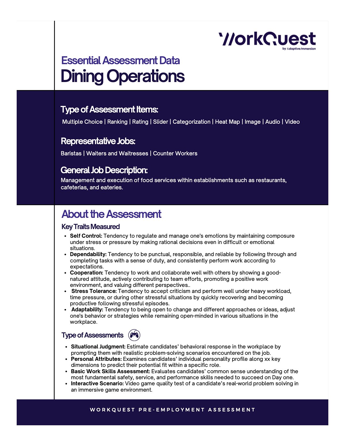 Dining Operations Industry Assessment