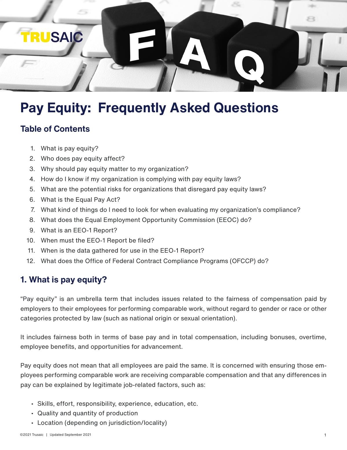 Pay Equity FAQ
