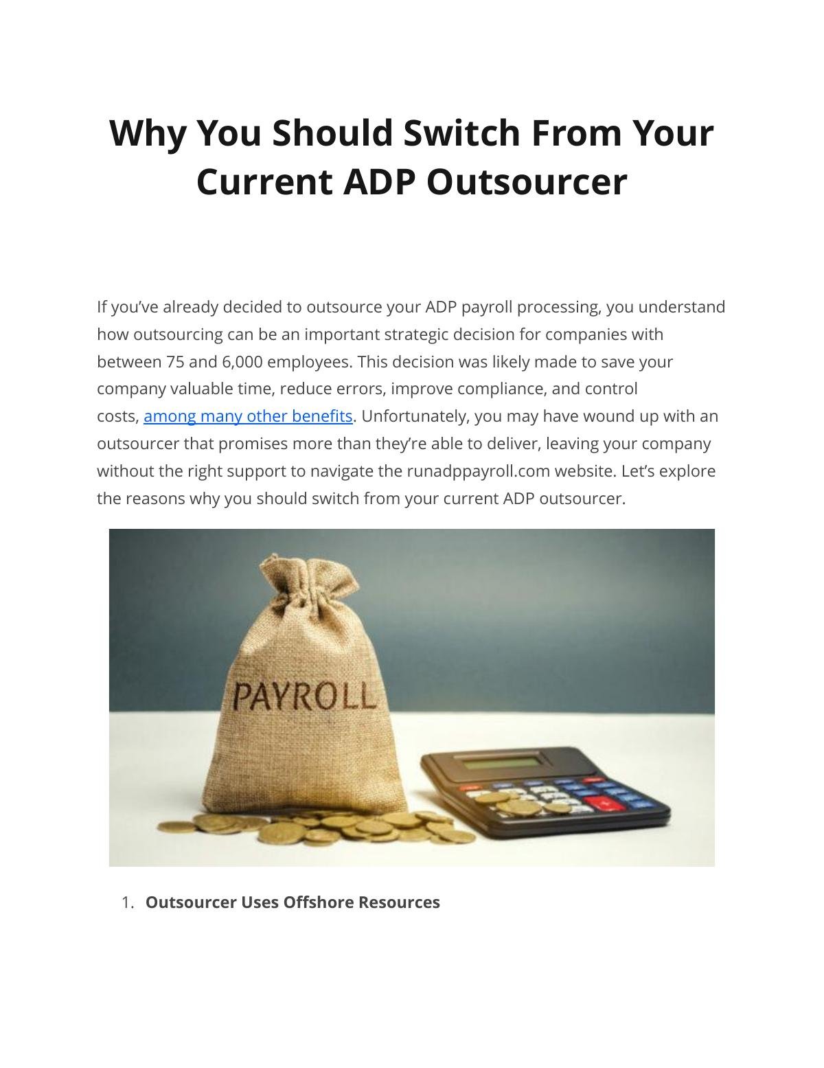 Why You Should Switch From Your  Current ADP Outsourcer