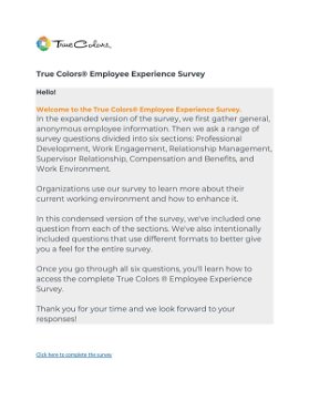 True Colors® Employee Experience Survey