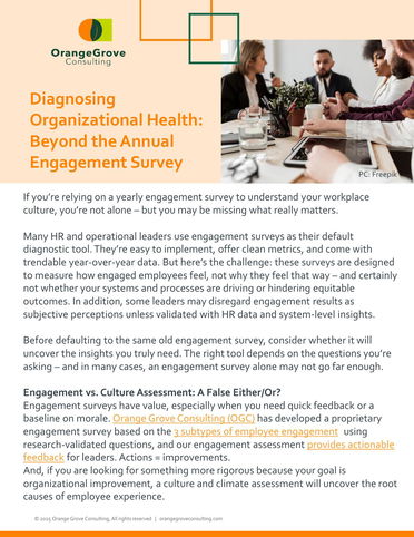 Diagnosing Organizational Health: Beyond the Annual Engagement Survey