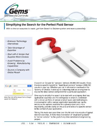 Simplifying the Search for the Perfect Fluid Sensor