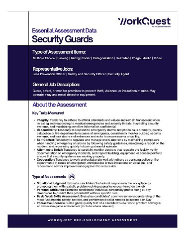 Security Guard Occupational Assessment 