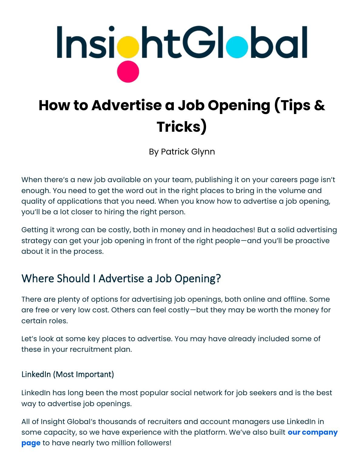 How to Advertise a Job Opening (Tips & Tricks)