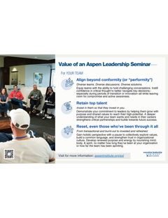 Value of an Aspen Institute Leadership Seminar: for YOUR TEAM
