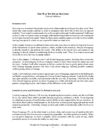 The Way We Speak Matters by Chārutā AhMaiua